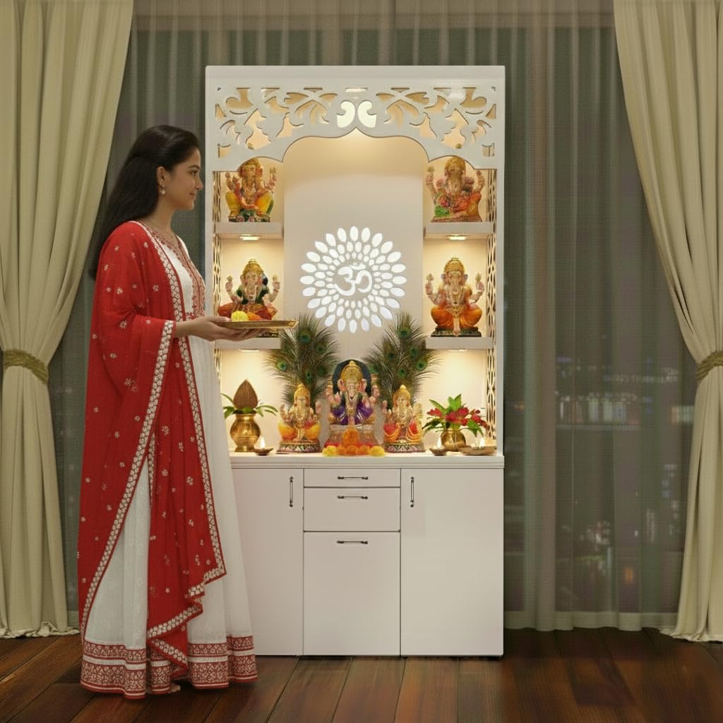 Alpine Willow Wooden Temple with LED and Storage