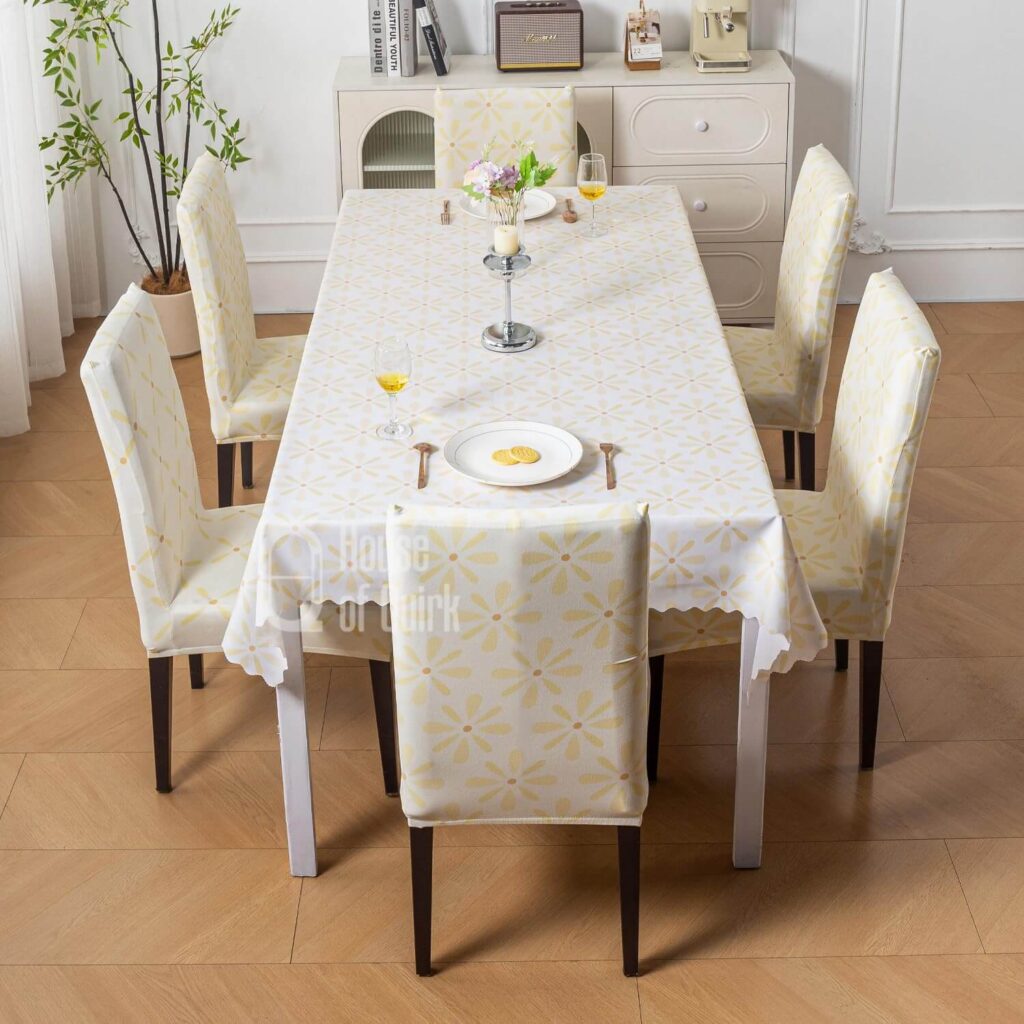 House of Quirk Dining Table Cover with 6 Chair Covers