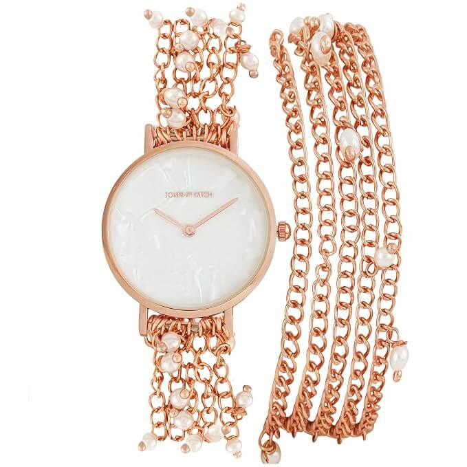Joker And Witch Margrett 32mm White Dial Rosegold Metal Alloy Watch for Women