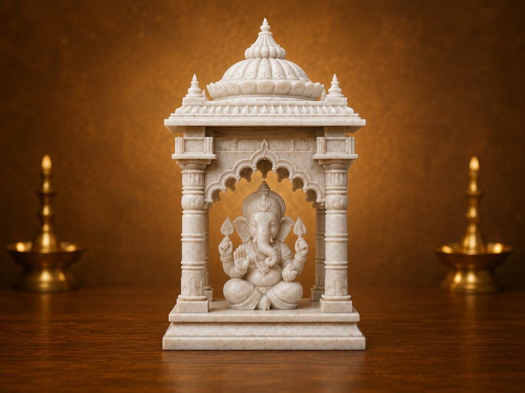 Marble Finish Ganesha Decorative Spiritual Mandir