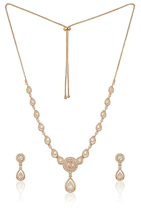 Nilu's Collection 18k Rose Gold Plated American Diamond