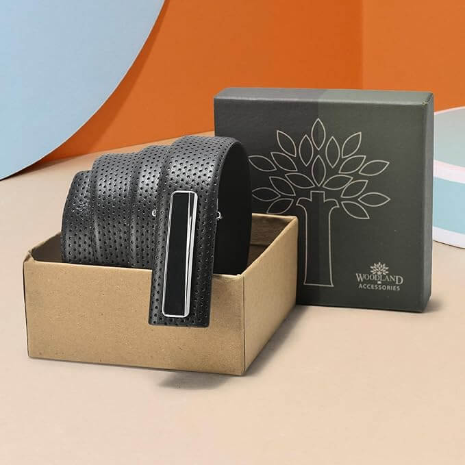 Woodland Genuine Leather Belt for Men (Black)