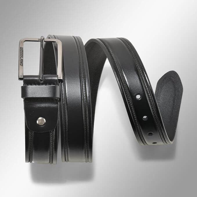 Woodland Men's Genuine Leather Casual Belt (Black, Wide)