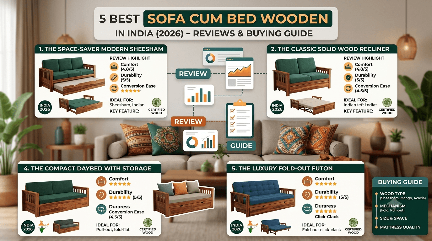 5 Best Sofa Cum Bed Wooden in India 2026 - Reviews & Buying Guide