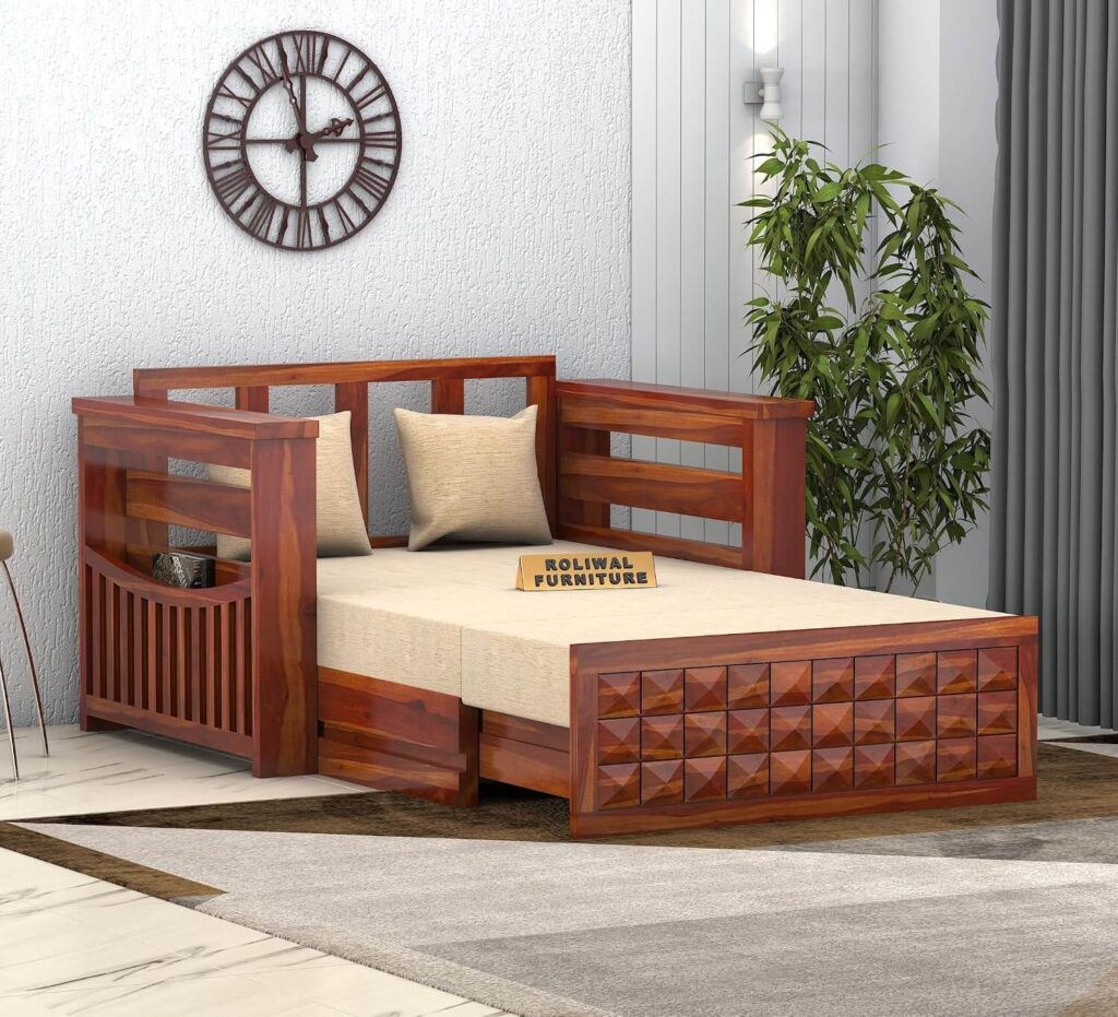 Roliwal Furniture Solid Sheesham Wood Sofa Cum Bed