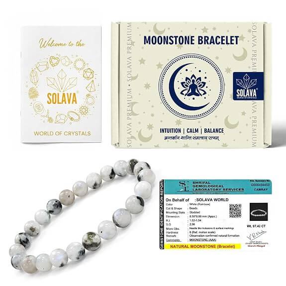 SOLAVA Premium Moonstone Bracelet AAA Quality, Govt Lab Certified